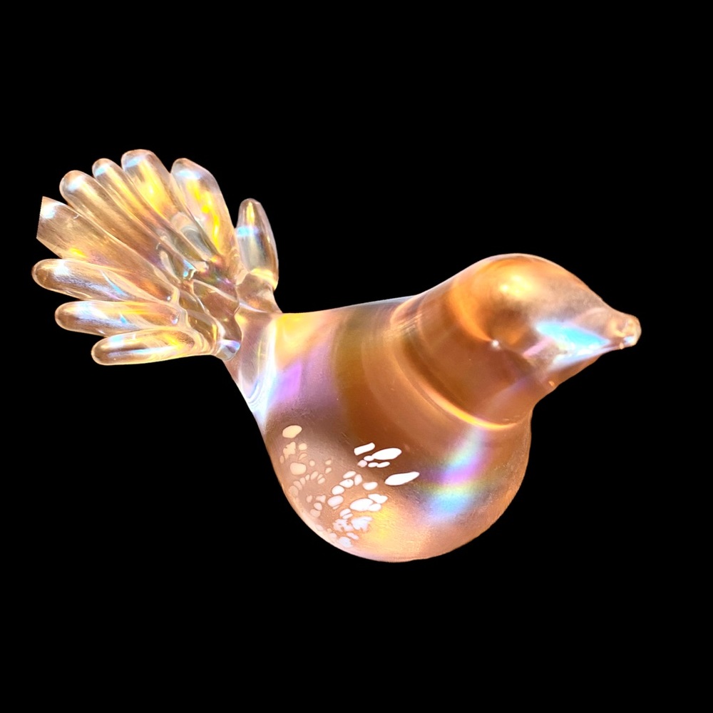 Vintage Silvestri Pink Iridescent Glass Bird Figurine with original stickers - Picture 3 of 11